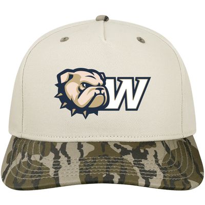 Dog Head W Wingate Stone Bottomland Camo Heritage Embroidered Foam Structured 5 Panel 2 Tone Adjustable Snapback Hat
