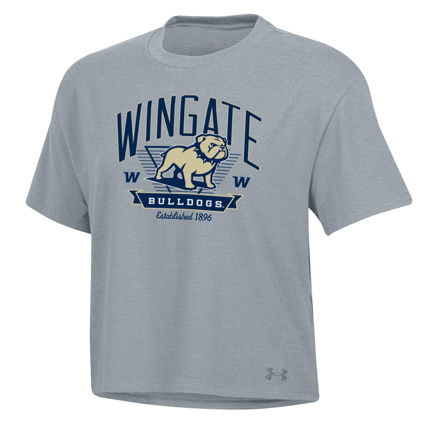 Ladies Grey Wingate Bulldogs Established 1896 Icon Mid Crop Short Sleeve T Shirt