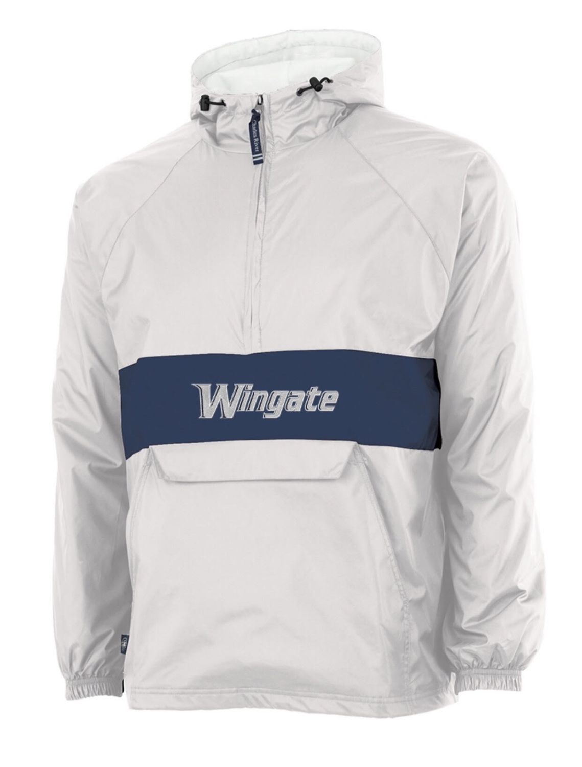 White Navy Classic Lined Pullover Jacket, Size: SM
