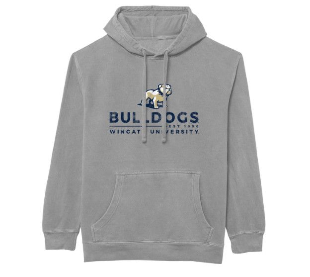 Cement Full Standing Dog Bulldogs Est 1896 Wingate University Pigment Dyed Hoodie, Size: MD