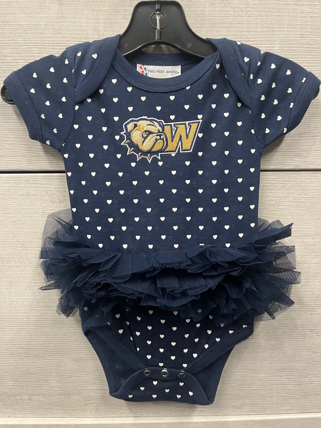 Navy Heart Dog Head W TuTu Creeper, Size: 12M