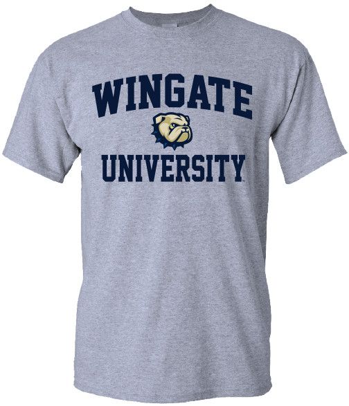 Grey Wingate Dog Head University Short Sleeve T Shirt, Size: SM