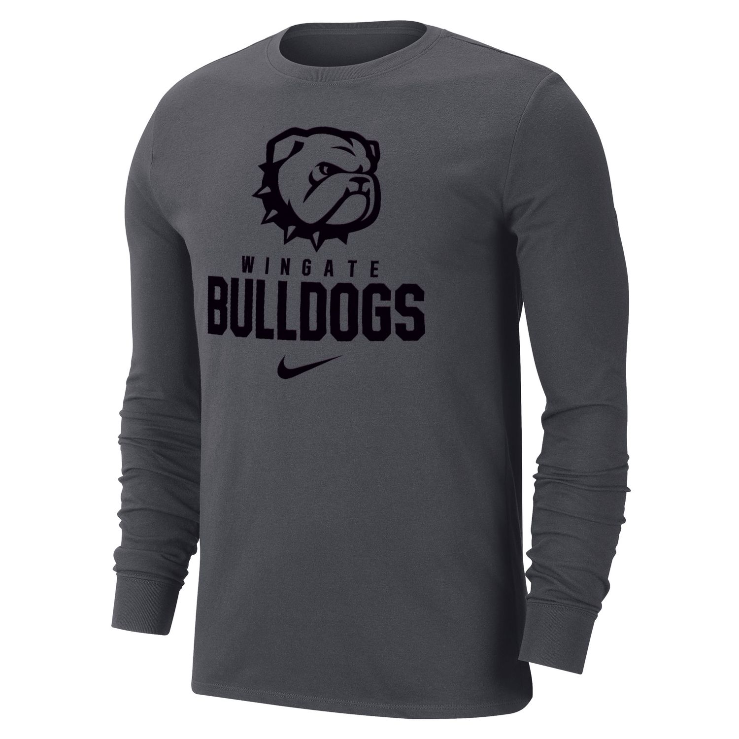 Anthracite Dog Head Wingate Bulldogs Drifit Cotton Long Sleeve T Shirt, Size: SM