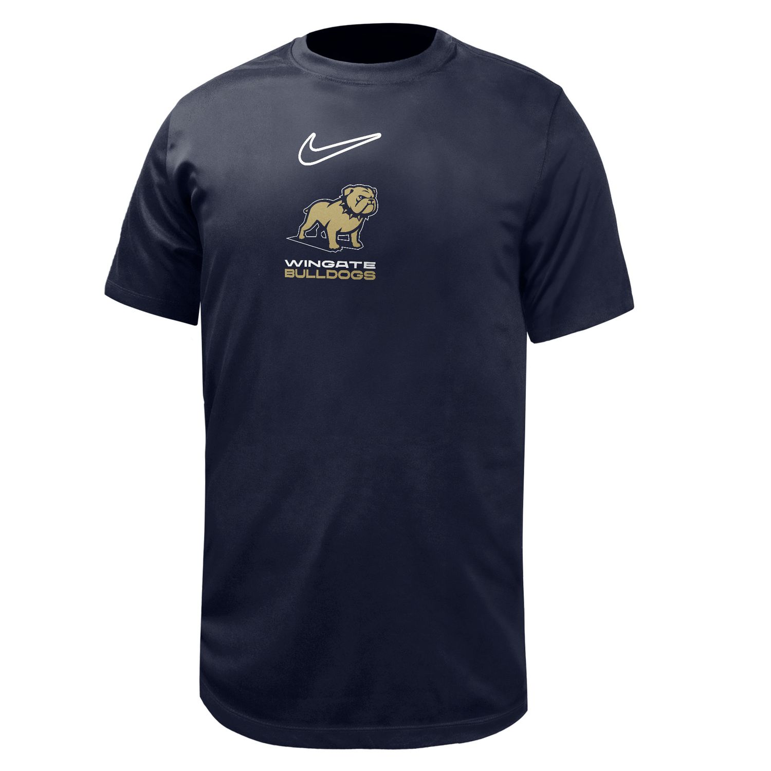 Navy Full Standing Dog Over Wingate Over Bulldogs Legend Drifit Short Sleeve T Shirt, Size: SM