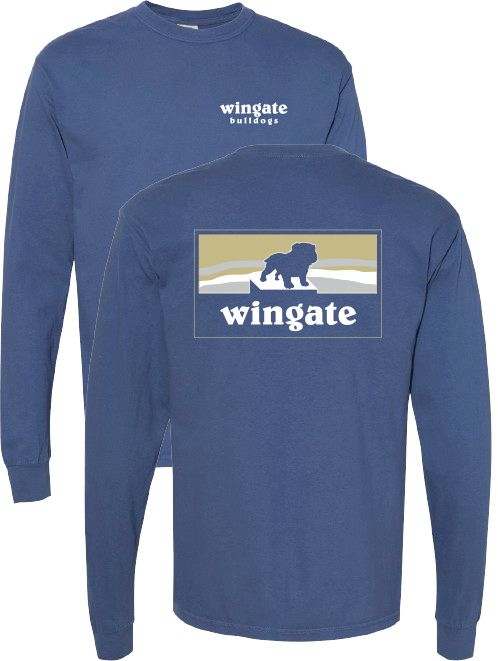 China Blue Bulldog Statue Wingate Long Sleeve T Shirt, Size: S