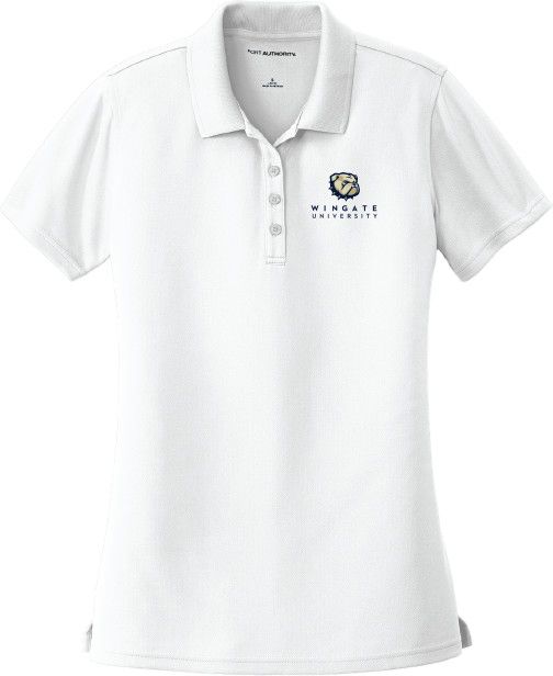 Ladies White Dog Head Wingate University Embroidered  Drifit Polo, Size: LG