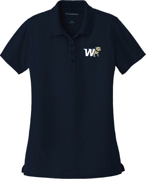  Ladies Navy W Full Standing Dog Behind Embroidered Drifit Polo, Size: XL