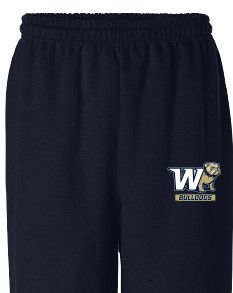Navy W Half Dog Bulldogs Banded Bottom Drawstring Waist Sweatpants, Size: SM