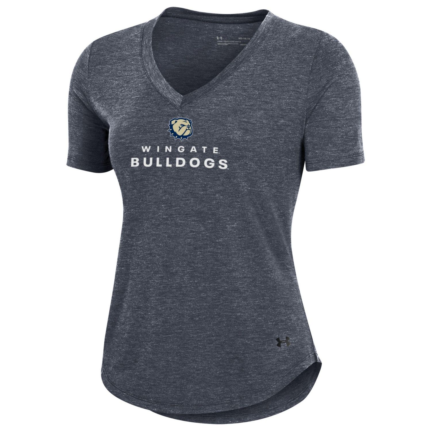 Ladies Black Dog Head Wingate Bulldogs Breezy Loose Vneck Drifit Short Sleeve T Shirt, Size: SM