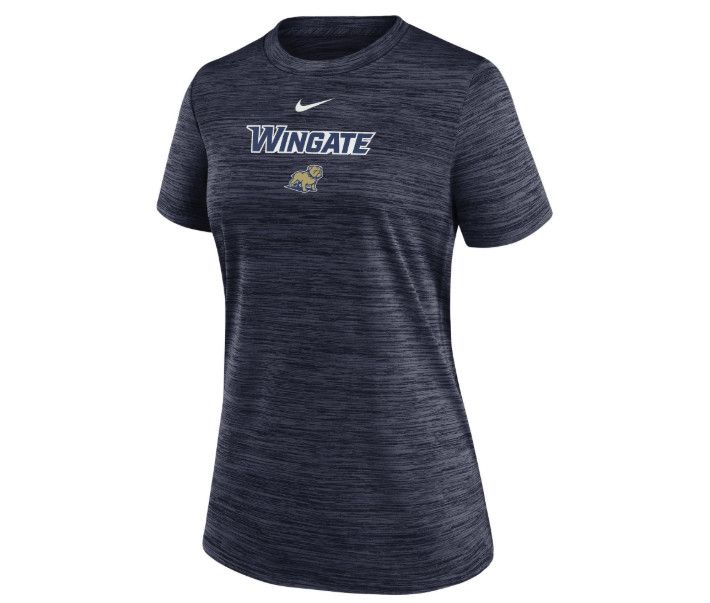 Ladies Navy Wingate Full Dog Velocity Short Sleeve Drifit T Shirt