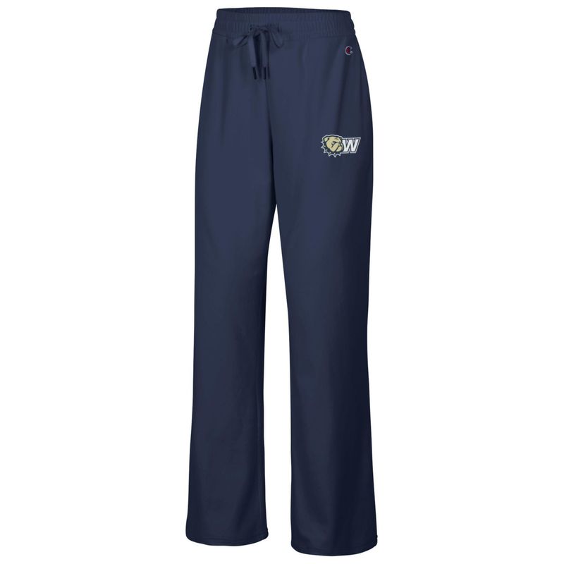 Ladies Navy Dog Head W Embroidered Sueded Soft Touch Lightweight Wide Leg Pant