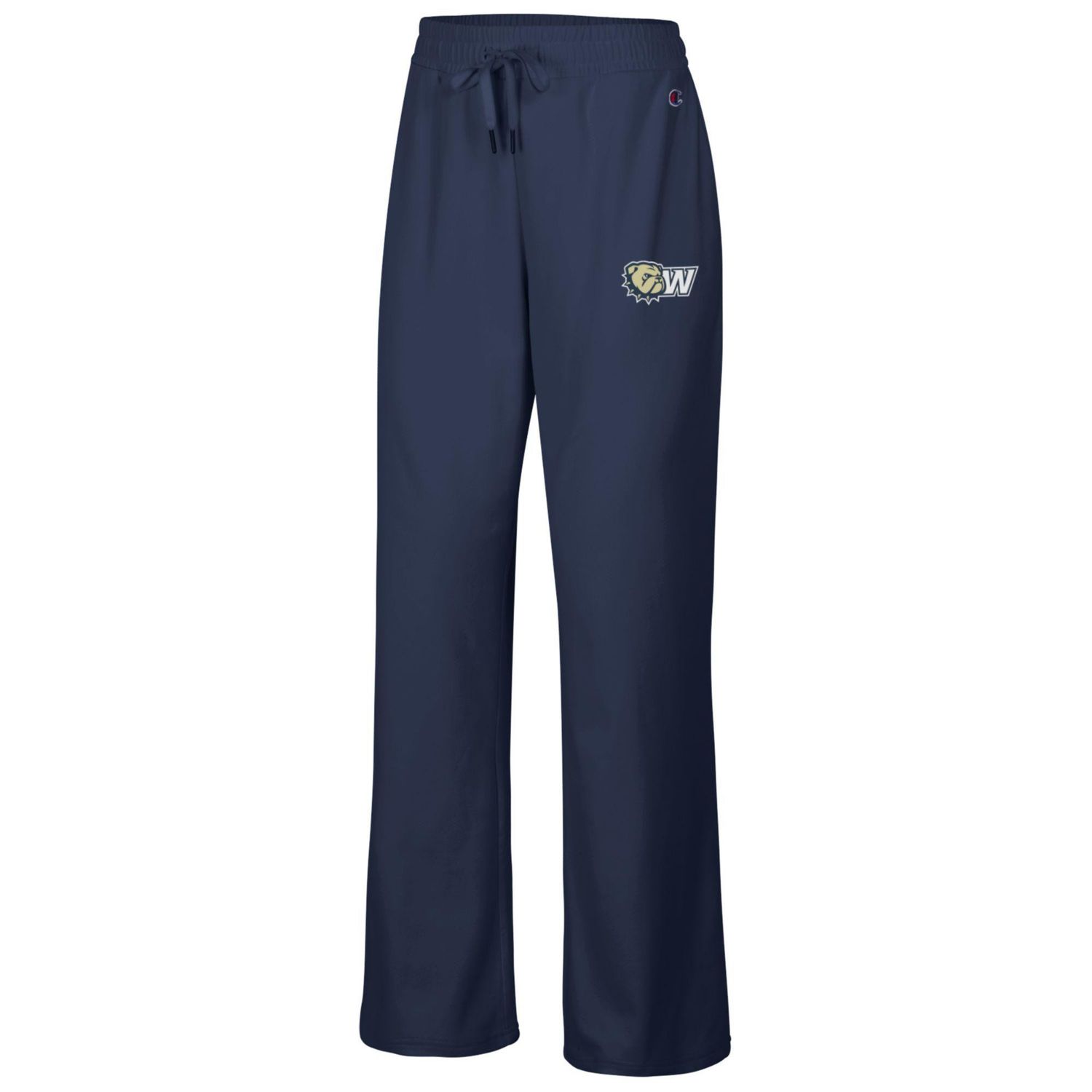 Ladies Navy Dog Head W Embroidered Sueded Soft Touch Lightweight Wide Leg Pant, Size: SM