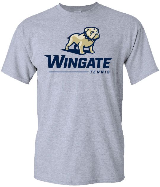 Grey Full Standing Dog Over Wingate Tennis Short Sleeve T Shirt , Size: 2X