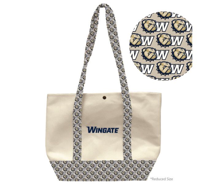 Large Dog Head W Snap Closure Canvas Ivy Tote Bag