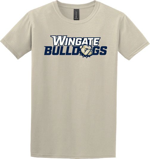 Sand Softstyle Wingate Bulldogs Dog Head O Short Sleeve T Shirt, Size: SM