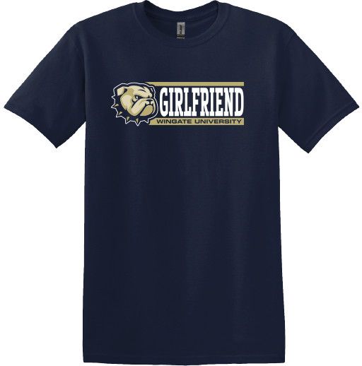 Navy Dog Head Girlfriend Wingate University Short Sleeve T Shirt, Size: SM