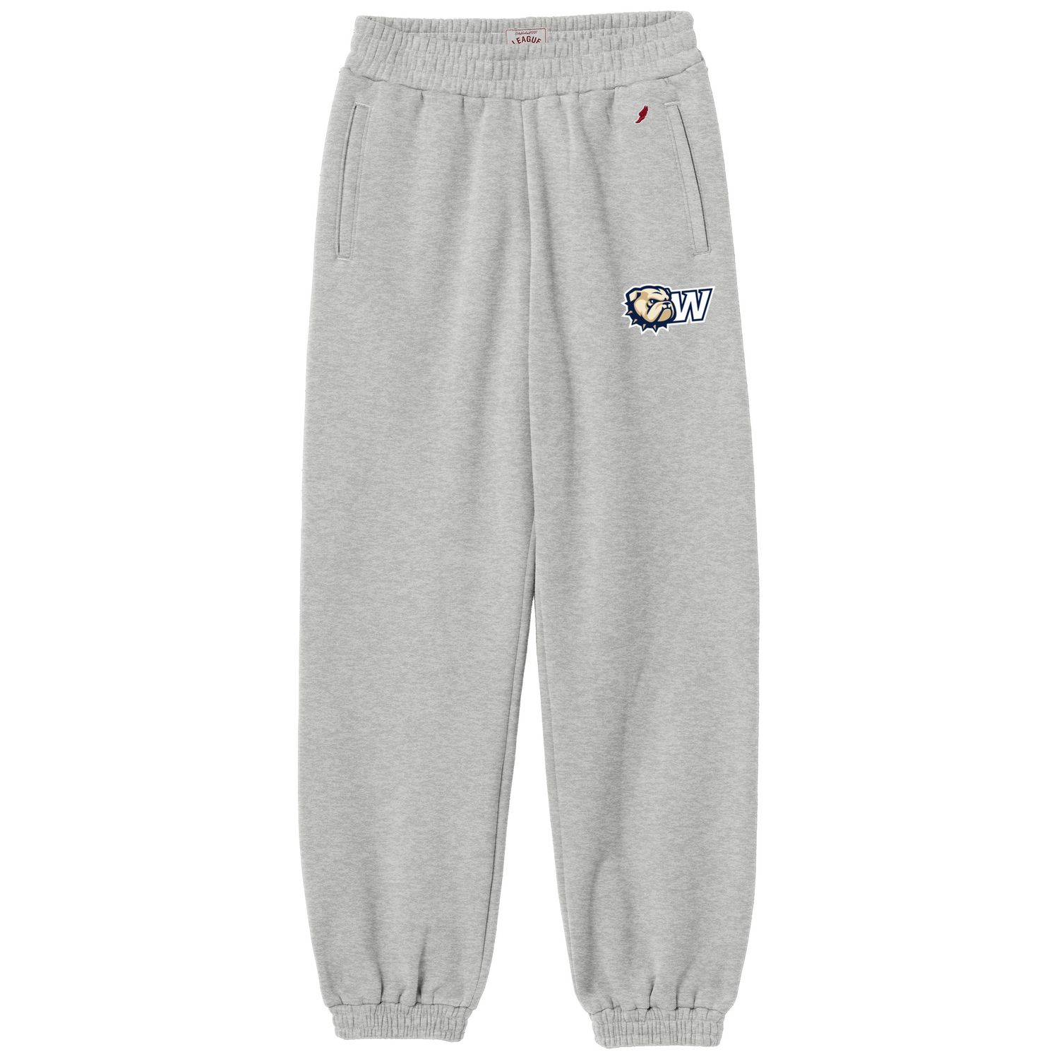 Ladies Grey Dog Head W Embroidered 1991 Sueded Fleece Elastic Bottom Sweatpant, Size: SM