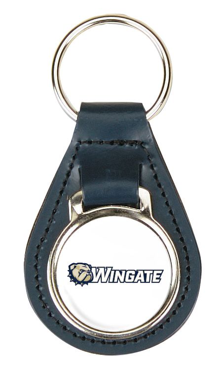 Navy Leather Dog Head Wingate Keychain