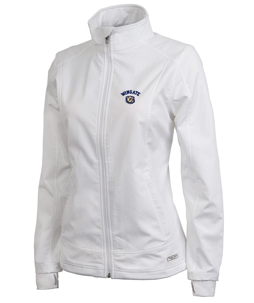 Ladies White Wingate Dog Head Embroidered Axis Soft Shell Jacket, Size: SM