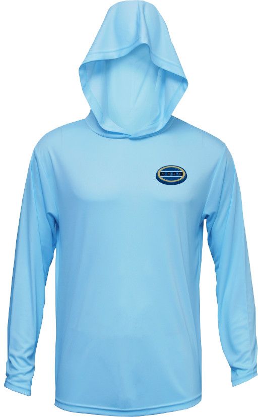 Sky Blue Wingate Frisbee Performance Long Sleeve Hooded T Shirt, Size: MD
