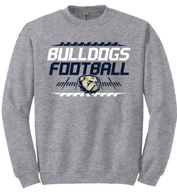 Grey Bulldogs Football Dog Head Crewneck Sweatshirt