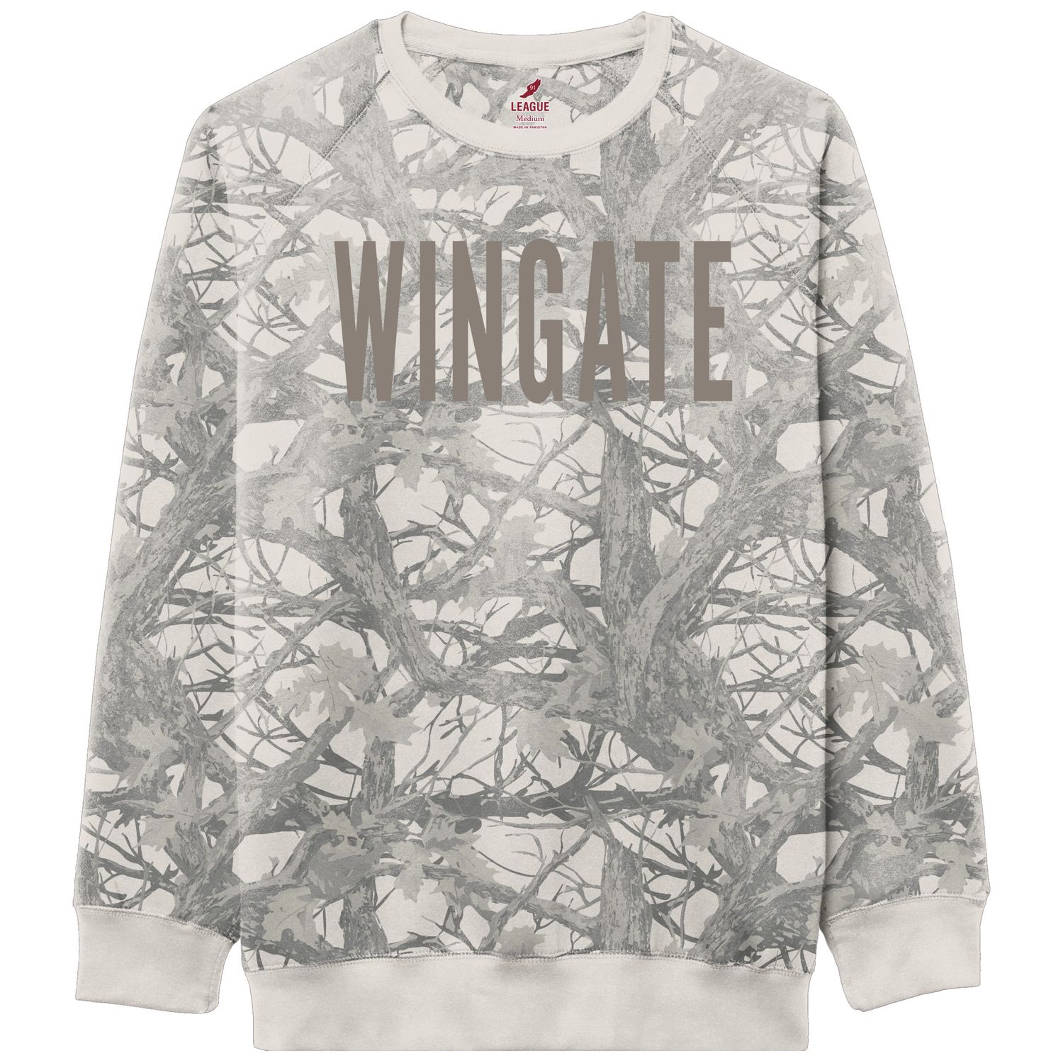 Wingate Washed Vintage Camo Essential Crewneck Sweatshirt, Size: SM