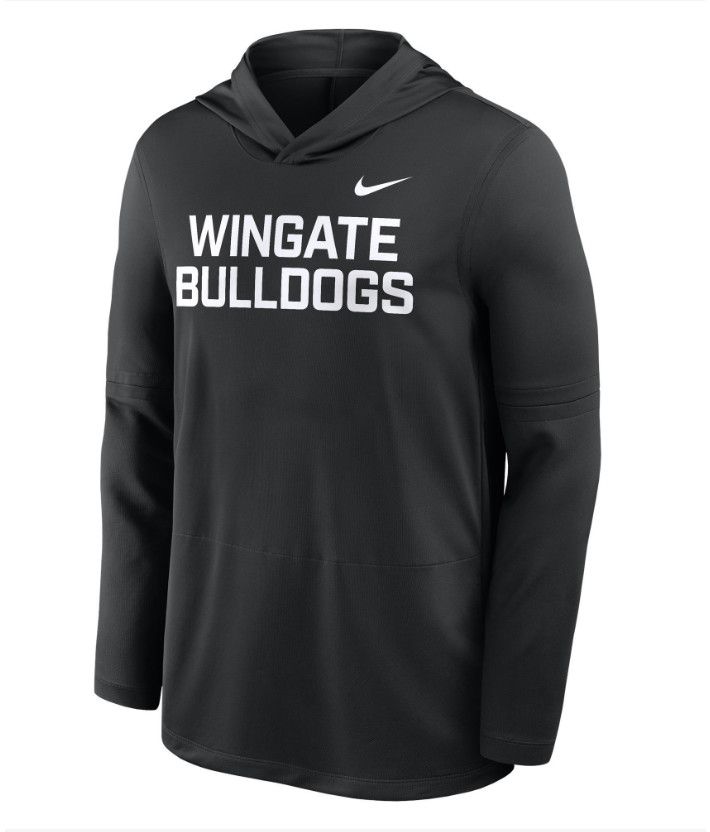 Black Wingate Bulldogs Full Standing Dog Lightweight Performance Knit Coach Convertible Sleeve Hoodie Shirt, Size: SM