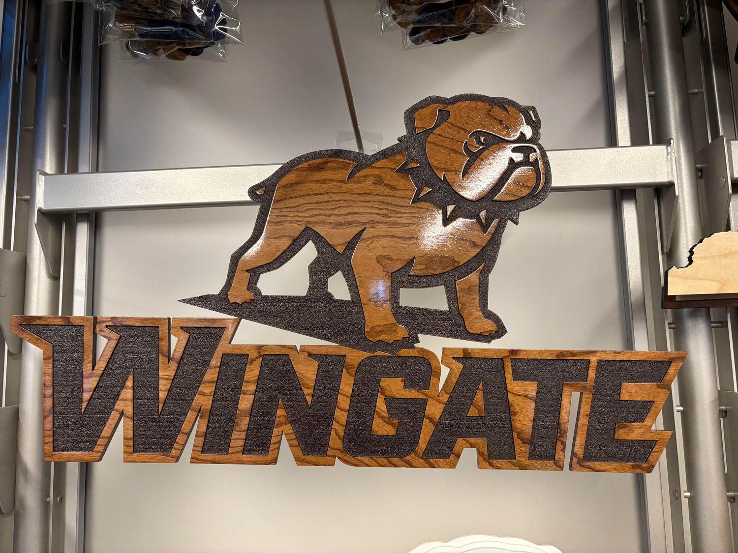 IN STORE PICK UP ONLY 13&quot; x 20&quot; Cherry Wood Wall Hanging Full Dog Over Wingate