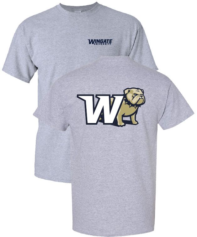 Grey Wingate University W 1/2 Standing Dog Back Short Sleeve T Shirt, Size: MD