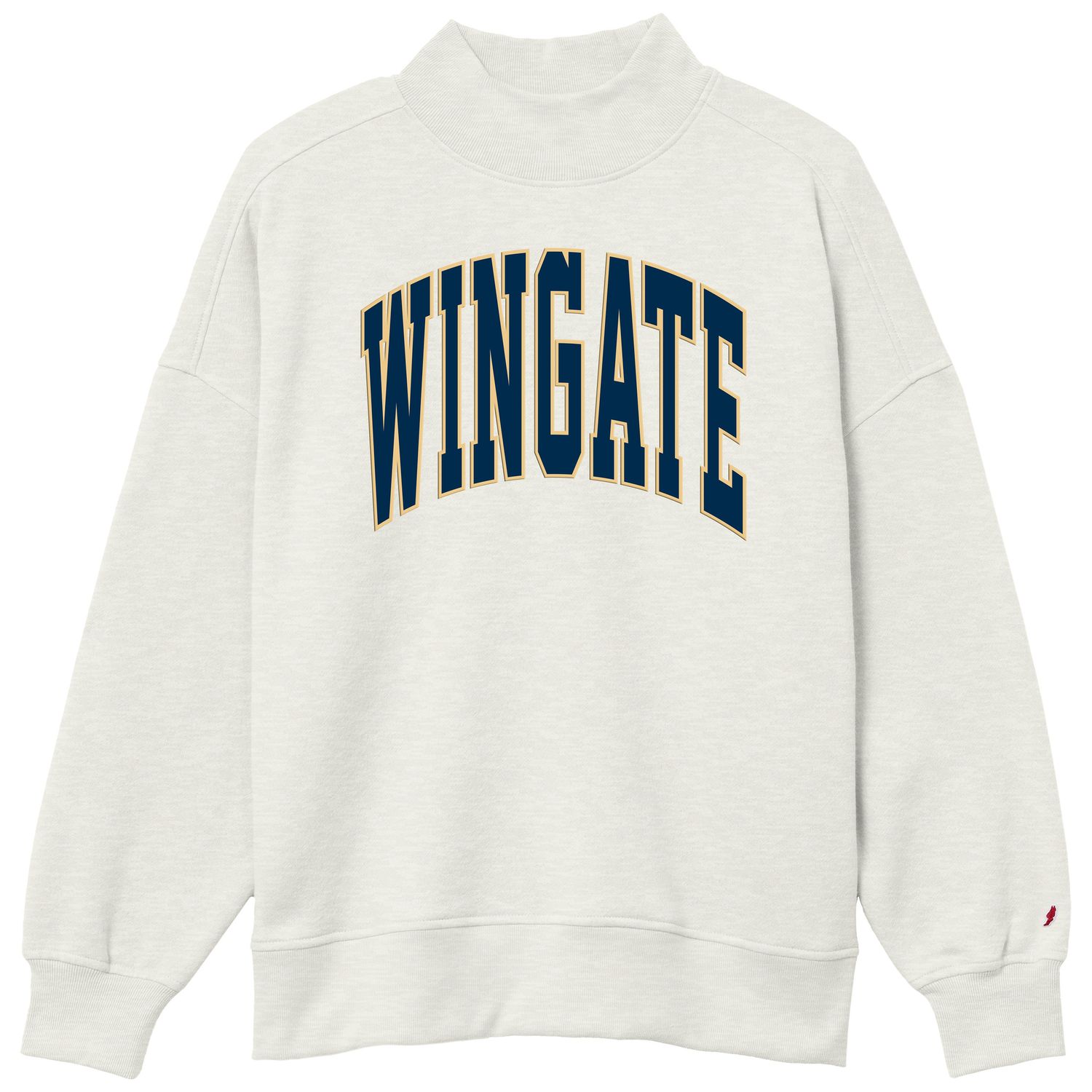 Oatmeal Wingate Tackle Twill Diana Mock Neck Crewneck, Size: SM