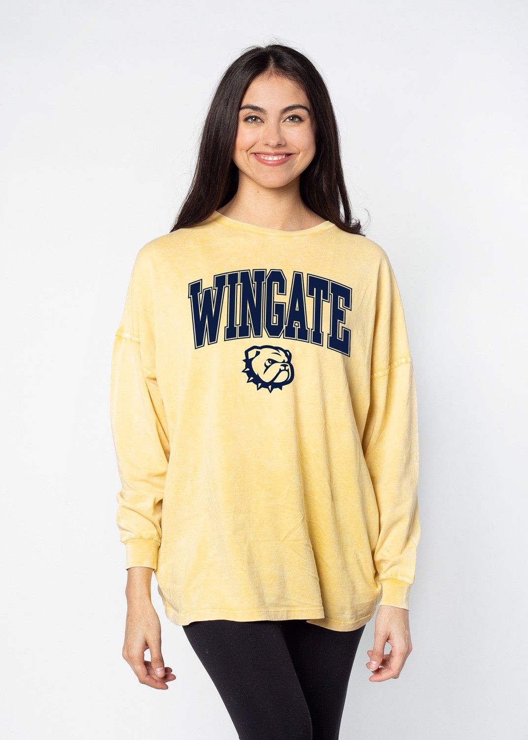 Sunflower Mineral Wash Wingate Dog Head Big Long Sleeve T Shirt, Size: MD
