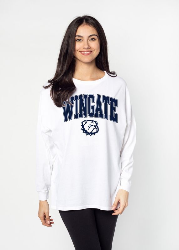 White Mineral Wash Wingate Dog Head Big Long Sleeve T Shirt