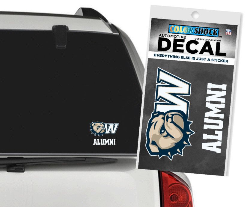 Dog Head W Over Alumni Decal