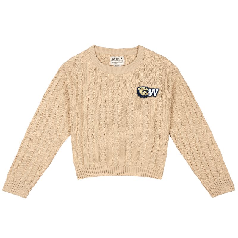 Sand Dog Head W Embroidered Cable Knit Sweater
