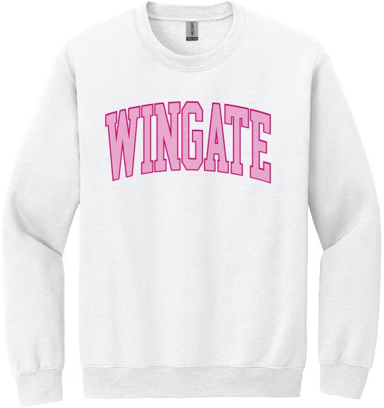White Wingate Pink Crewneck Sweatshirt, Size: SM