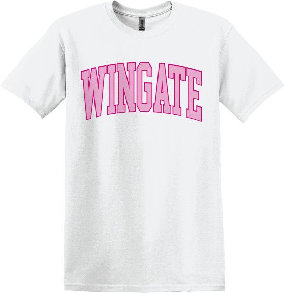 White Pink Wingate Short Sleeve White T Shirt, Size: SM