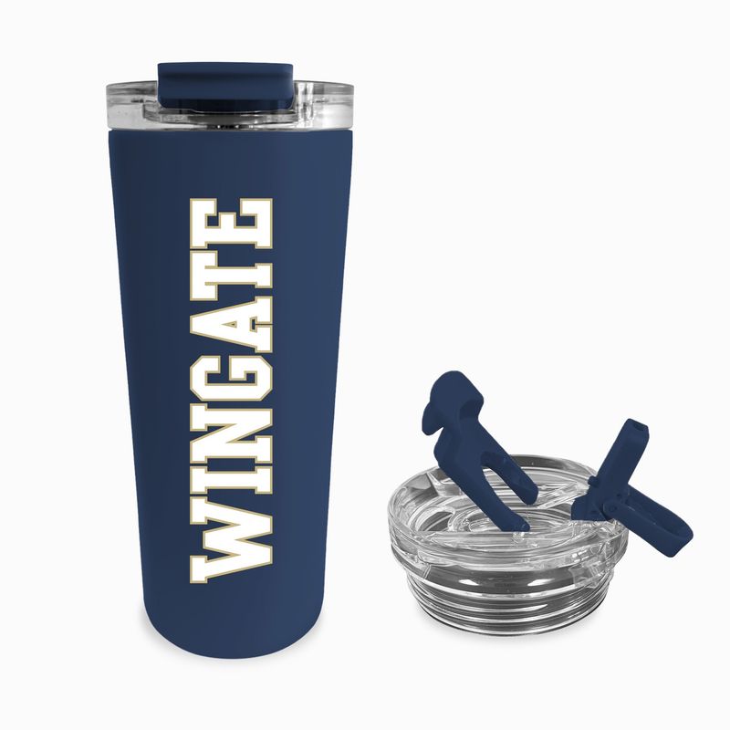 24oz Navy Dog Head Wingate Double Walled Stainless Flip and Sip Lid Tumbler