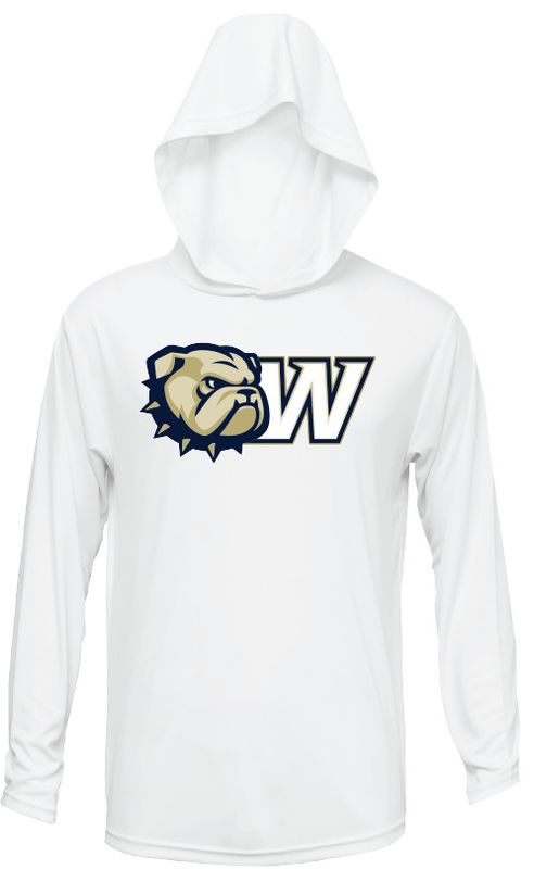White Dog Head W Performance Long Sleeve Hoodie T Shirt