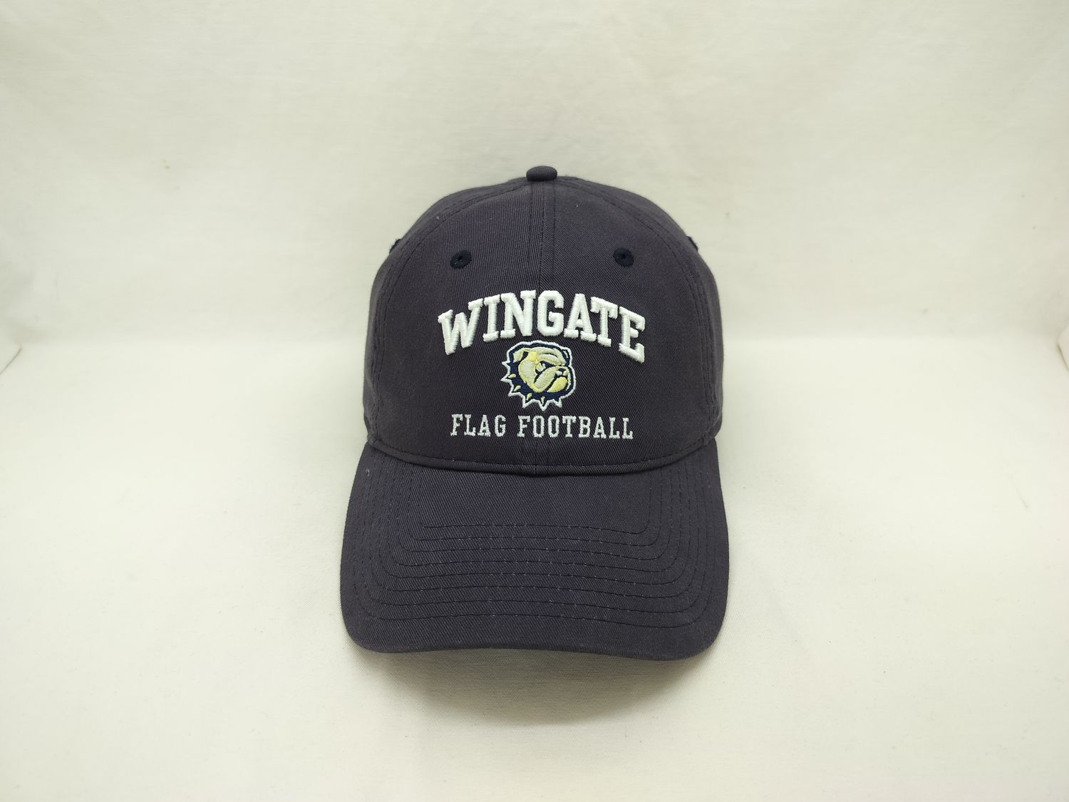 Deep Navy Wingate Dog Head Flag Football Unstructured Adjustable Hat