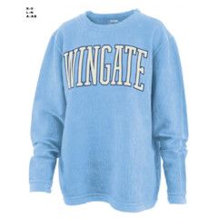 Light Blue Southlawn Wingate University Corded Crewneck, Size: LG