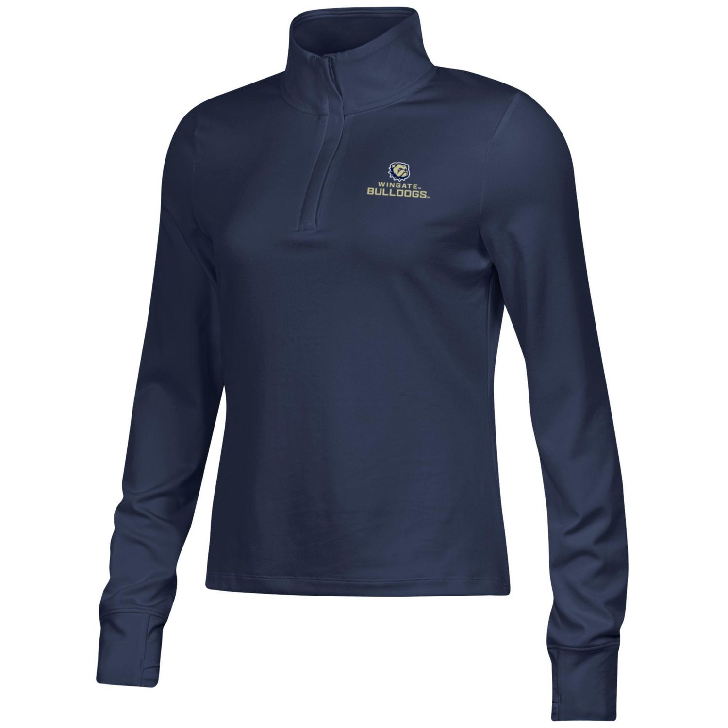 Ladies Navy Dog Head Wingate Bulldogs Motion 1/4 Zip Jacket, Size: SM