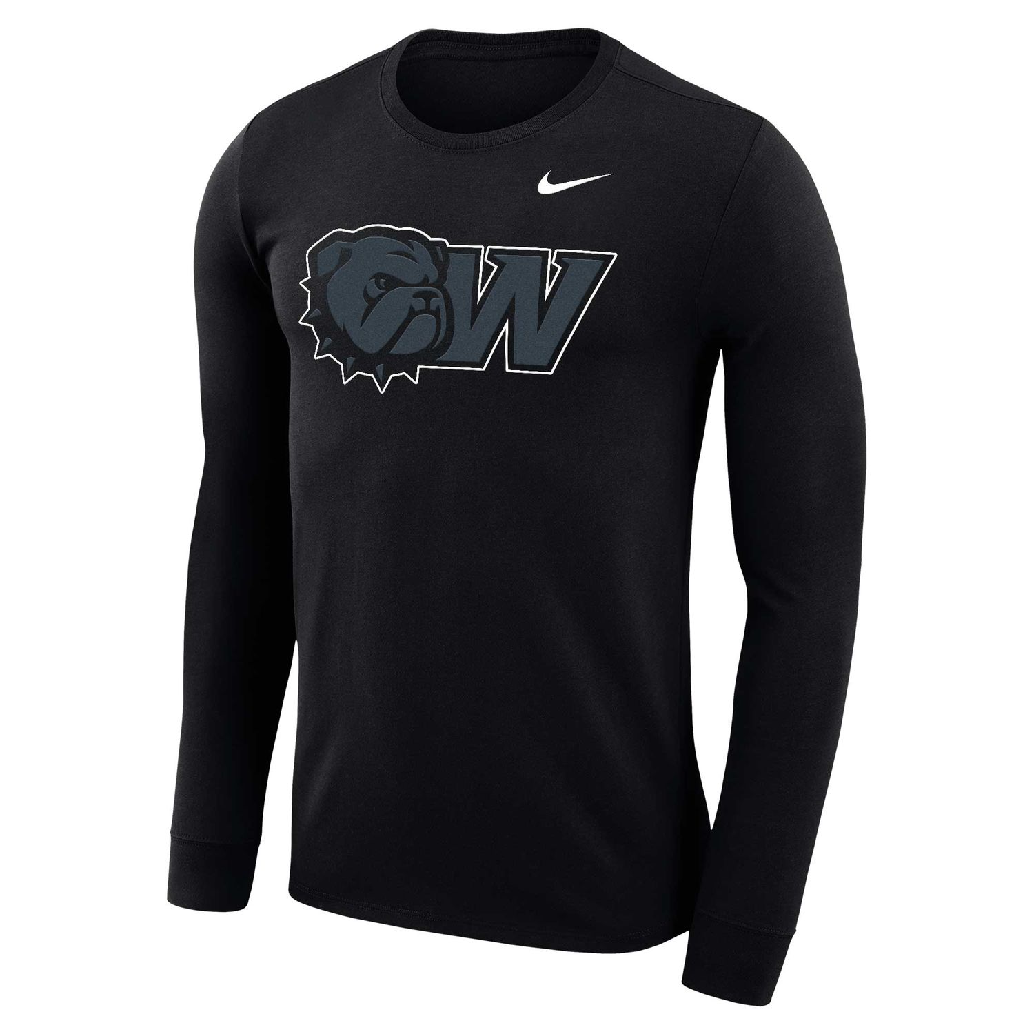 Black Dog Head W Tonal White Outline Legend Long Sleeve T Shirt, Size: SM