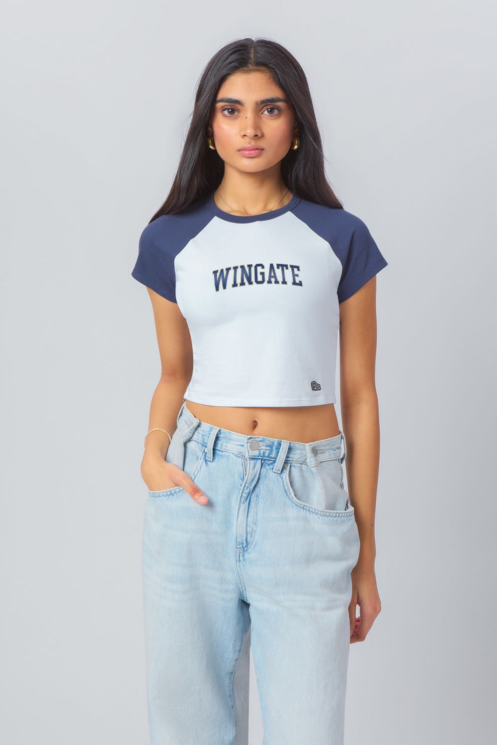 White With Navy Sleeves Homerun Tee, Size: LG