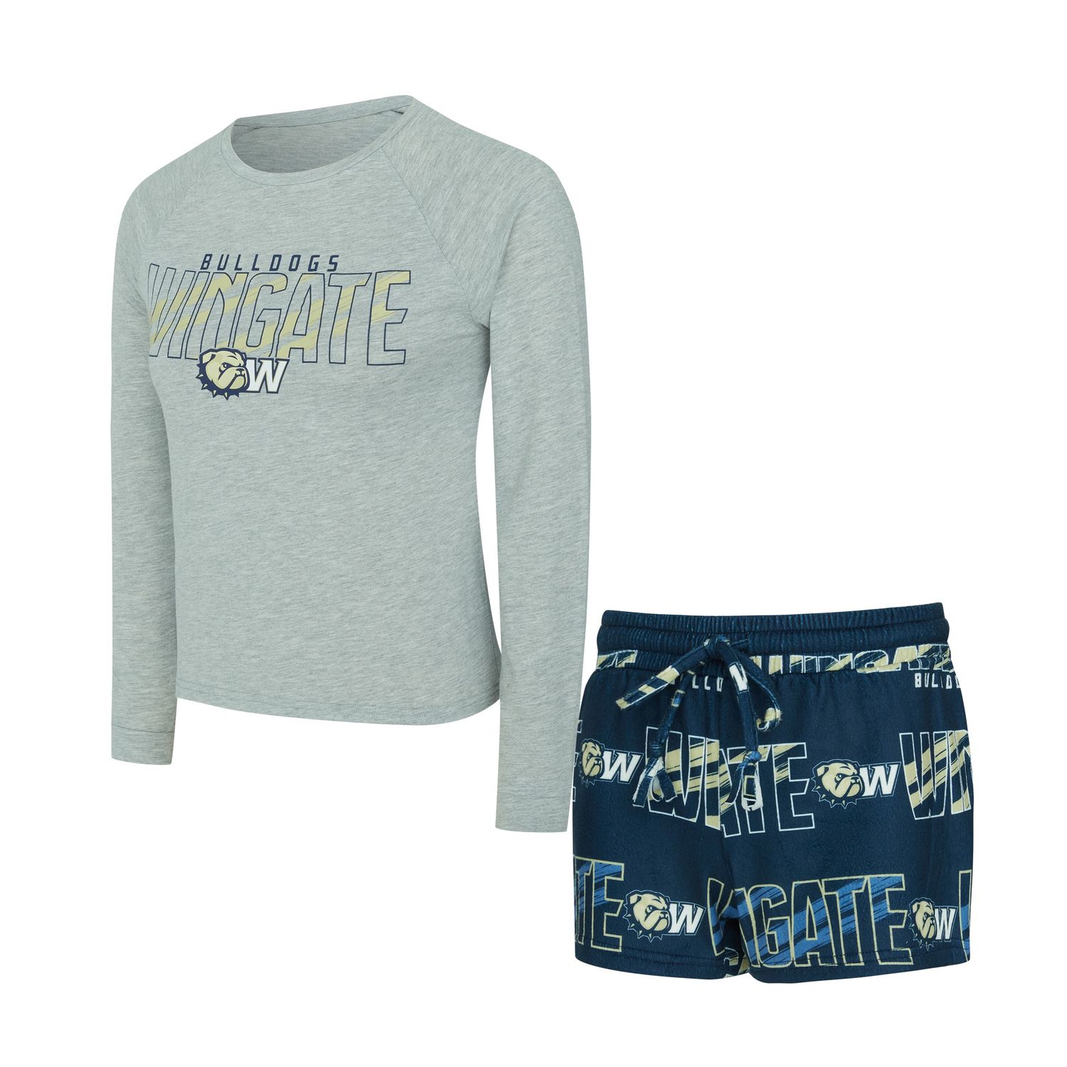 Ladies Bulldogs Wingate Dog Head Top and Short Pajama Set, Size: SM