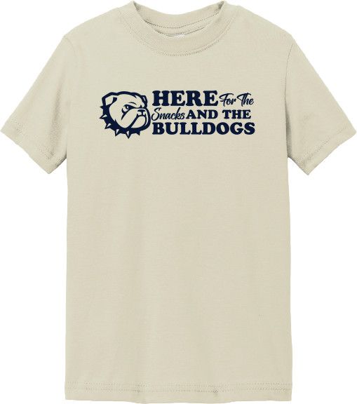 Toddler Tan Snacks and Bulldogs Short Sleeve T Shirt