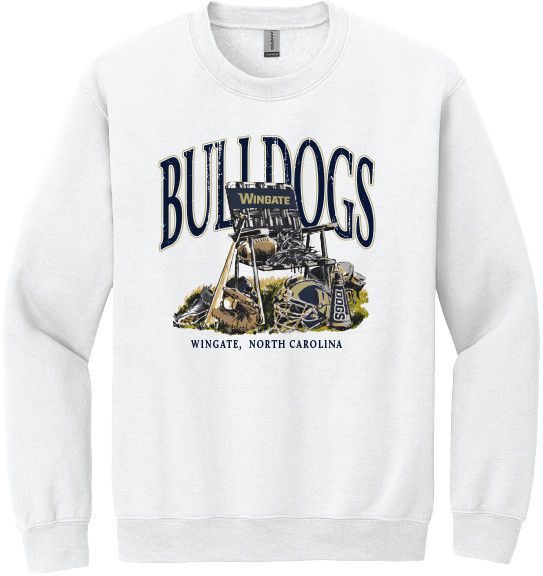 White Lawn Chair Bulldogs Wingate NC Crewneck Sweatshirt, Size: SM