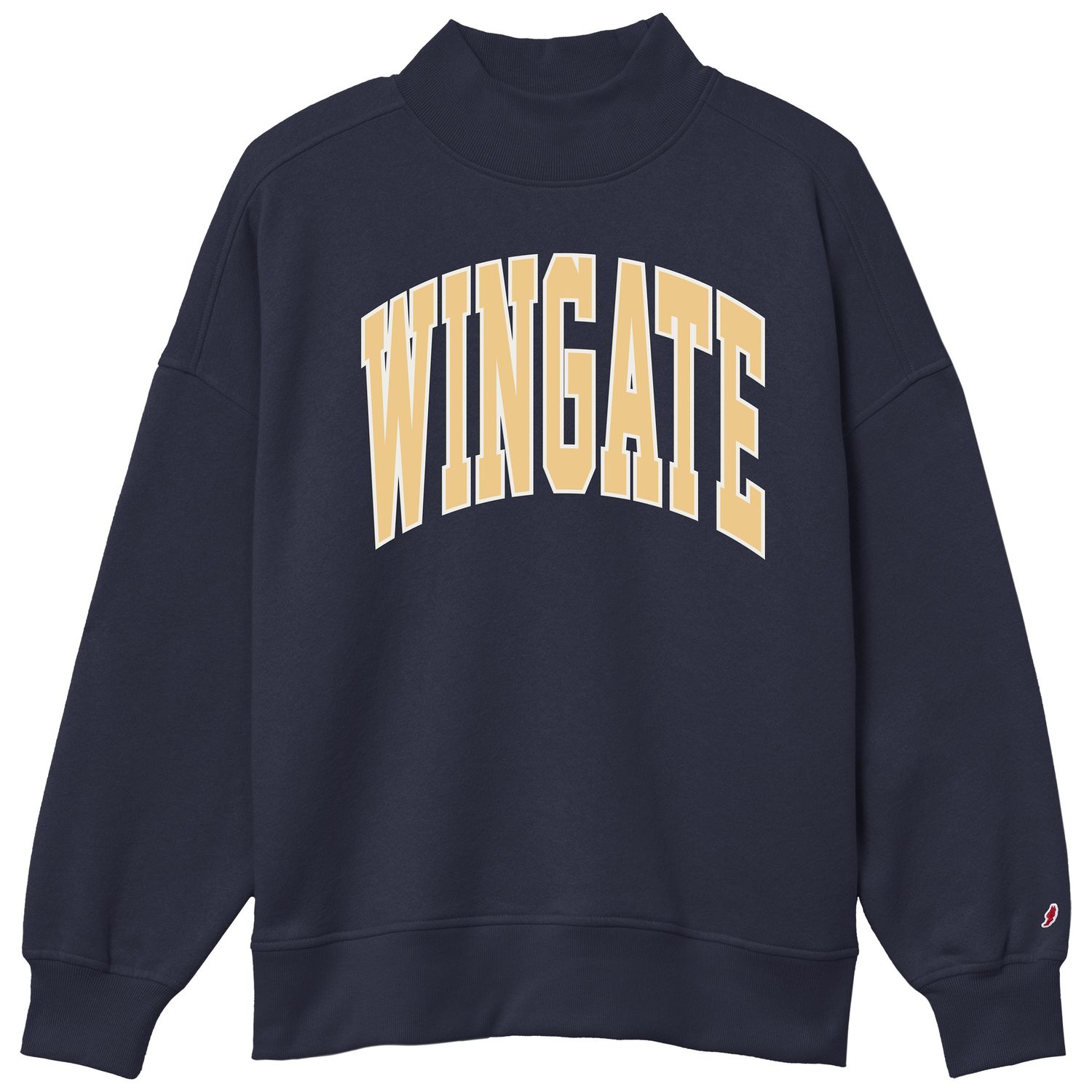 Navy Wingate Tackle Twill Diana Mock Neck Crewneck, Size: SM