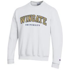 White Powerblend Wingate University Tackle Twill Crewneck Sweatshirt, Size: SM