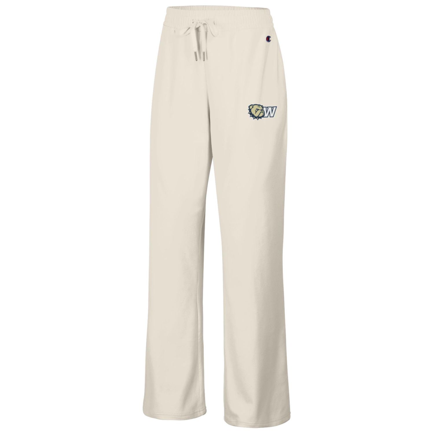 Ladies Ivory Canvas Dog Head W Embroidered Sueded Soft Touch Lightweight Wide Leg Pant, Size: MD