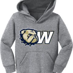 Youth Grey Wingate Dog Head W Hoodie Sweatshirt, Size: SM